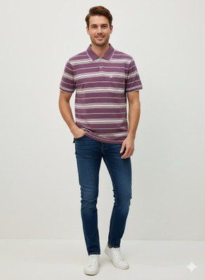 Mno Solid Men Polo Neck Purple T-Shirt