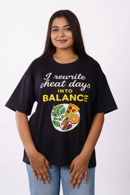Bandar Baant Graphic Print Women Round Neck Black T-Shirt
