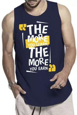 WOOSTRO Printed, Typography Men Round Neck Dark Blue T-Shirt