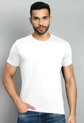 Nilan Tees Wear Solid Men Round Neck White T-Shirt