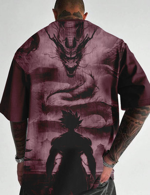 Force Graphic Print Men Round Neck Purple T-Shirt