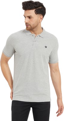 DUKE Solid Men Polo Neck Grey T-Shirt