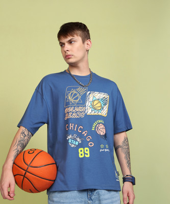 HIGHLANDER Printed Men Round Neck Blue T-Shirt