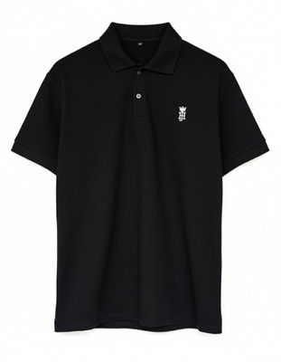 Jyovic Solid Men Polo Neck Black T-Shirt