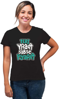 SmarTee Street Printed Women Round Neck Black T-Shirt