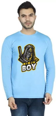 LV CARE Printed, Self Design Men Round Neck Blue T-Shirt