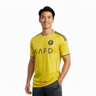 Thiva Printed Men V Neck Yellow T-Shirt