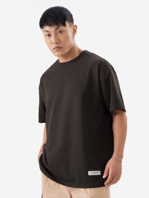 The Souled Store Solid Men Round Neck Brown T-Shirt