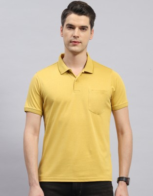 MONTE CARLO Solid Men Polo Neck Yellow T-Shirt
