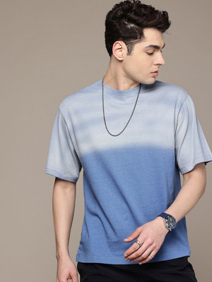 R.Code by The Roadster Life Co. Tie & Dye Men Round Neck Blue T-Shirt
