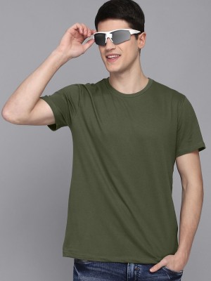 London Crew Solid Men Round Neck Green T-Shirt