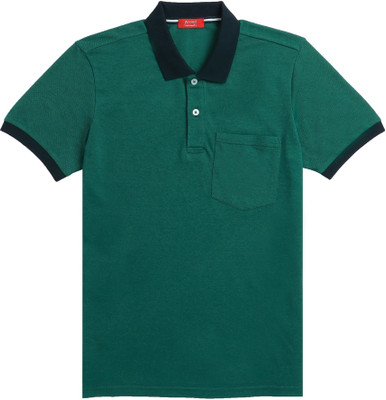 Arvind Garments Solid Men Polo Neck Green T-Shirt