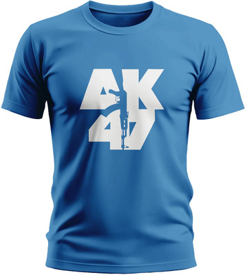 Warriorworld Graphic Print Men Round Neck Blue T-Shirt