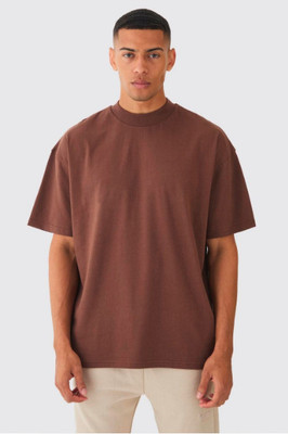 FURRR Self Design Men Round Neck Brown T-Shirt