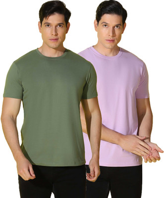 WOOSTRO Solid Men Round Neck Multicolor T-Shirt