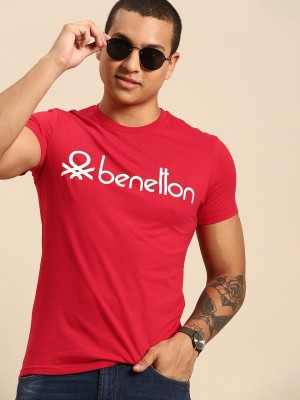 United Colors of Benetton Solid Men Round Neck Blue T-Shirt