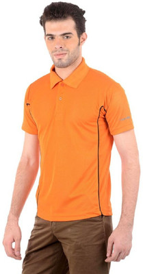 Burdy Solid Men Polo Neck Orange T-Shirt