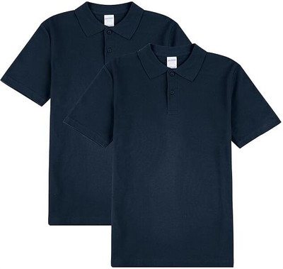 Gildan Solid Men Polo Neck Black T-Shirt