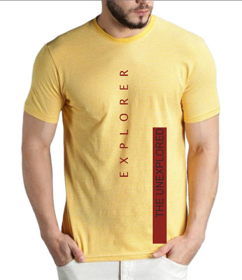 UrGear Printed Men Round Neck Yellow T-Shirt