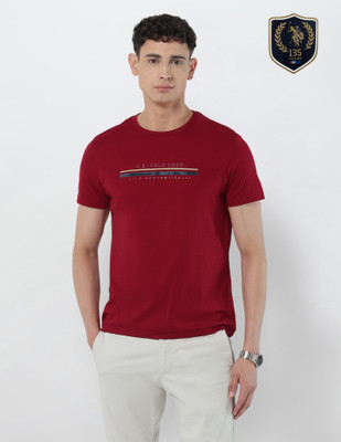 U.S. POLO ASSN. Printed Men Crew Neck Red T-Shirt
