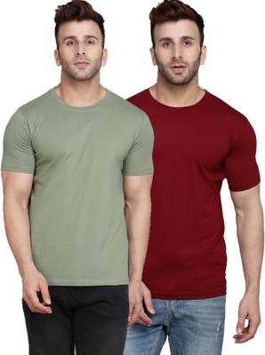 MINISTRY OF FRIENDS Solid Men Round Neck Red, Green T-Shirt