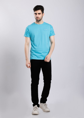 HIGHTRIBE Printed Men Round Neck Black T-Shirt