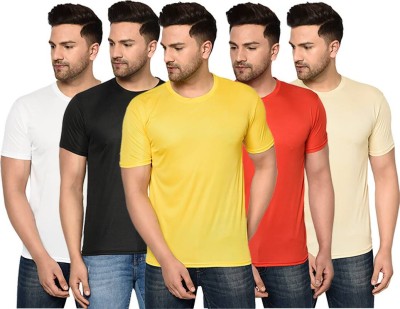 Bhadawar creations Solid Men Round Neck White, Black, Yellow, Red, Beige T-Shirt