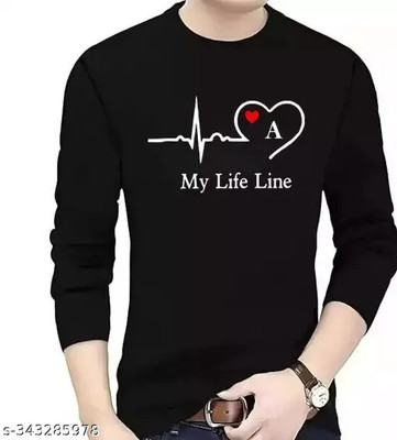 MAUEX Printed, Typography Men Round Neck Black T-Shirt