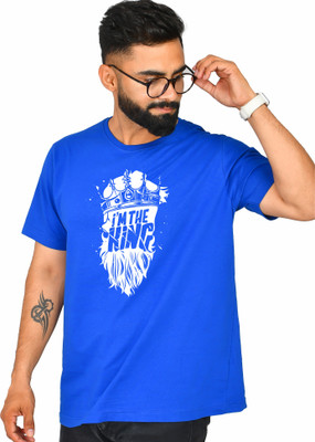 Burundi Blu Printed, Typography Men Round Neck Blue T-Shirt