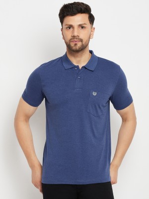 DUKE Solid Men Polo Neck Blue T-Shirt