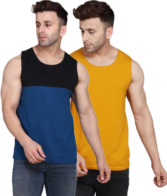 SLOWLORIS Colorblock Men Round Neck Multicolor T-Shirt