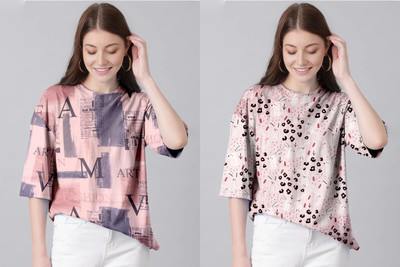 TULSI ENTERPRISES Printed Women Round Neck Pink T-Shirt