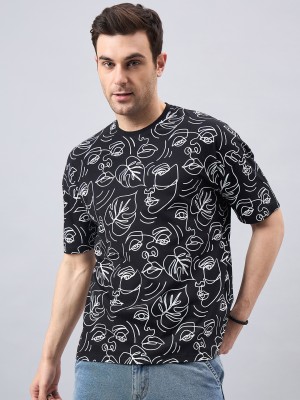 GESPO Printed Men Round Neck Black T-Shirt