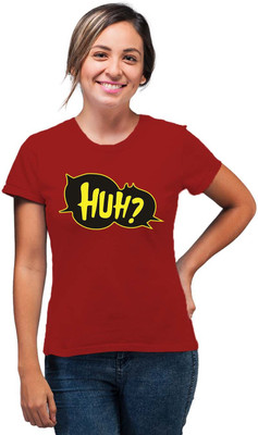 SmarTee Street Typography Women Round Neck Red T-Shirt