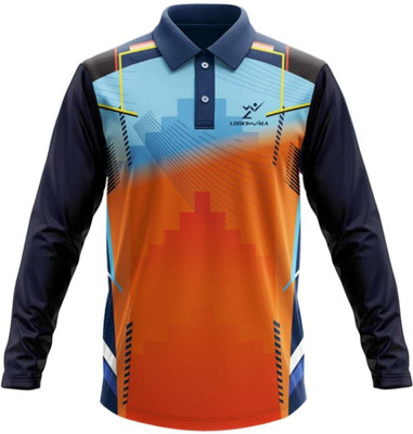 lookswala Printed Men Polo Neck Multicolor T-Shirt