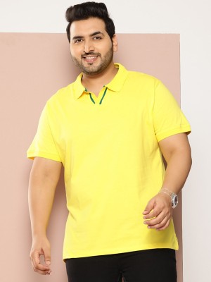 Sztori Solid Men Polo Neck Yellow T-Shirt