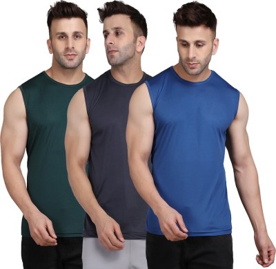 INDIZO Solid Men Round Neck Multicolor T-Shirt