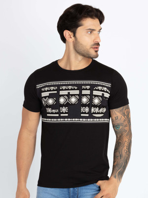Status Quo Printed, Typography Men Round Neck Black T-Shirt