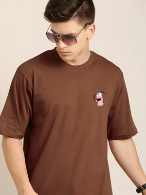 JP Creation Graphic Print, Typography Men Round Neck Brown T-Shirt