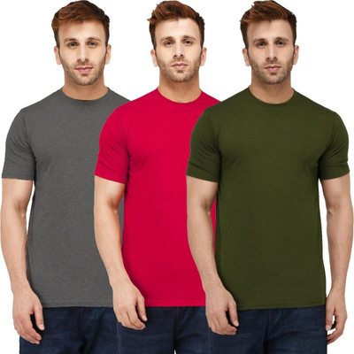 New Trends Collection Solid Men Round Neck Multicolor T-Shirt