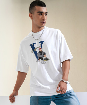 HIGHLANDER Printed Men Round Neck White T-Shirt