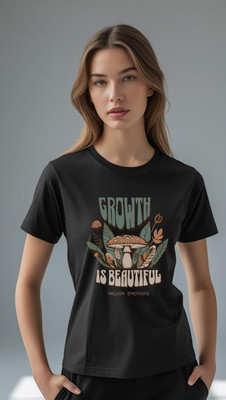Millionemotions Graphic Print Women Round Neck Black T-Shirt
