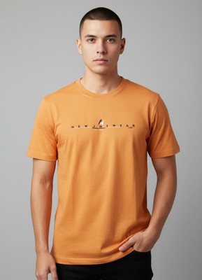 SAND PIPER Solid Men Round Neck Orange T-Shirt