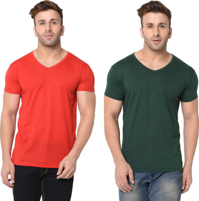 Moordale Fab Solid Men V Neck Multicolor T-Shirt