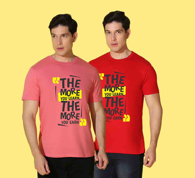 WOOSTRO Printed Men Round Neck Multicolor T-Shirt