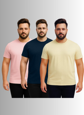 KART BLACK Solid Men Round Neck Light Green T-Shirt