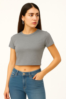 SONIBROS Casual Solid Women Grey Top