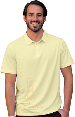 Fighterheero Printed Men Polo Neck Yellow T-Shirt