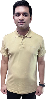 Tshirt TOUCH Sustainable Solid Men Polo Neck Yellow T-Shirt