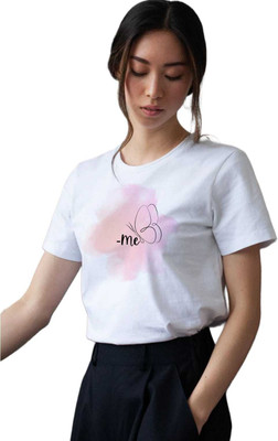 vesloo willow Self Design Women Round Neck White T-Shirt